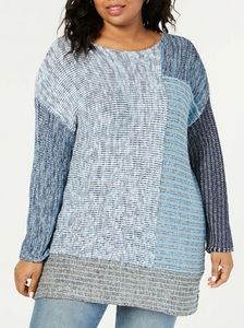 STYLE &CO SIZE 1X BLUE COLORBLOCK SWEATER
